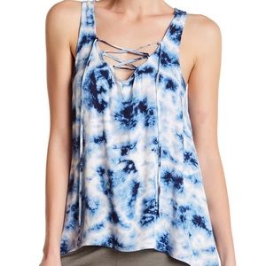PJ SALVAGE - Lace-Up Tie-Dye Tank Top- NWT